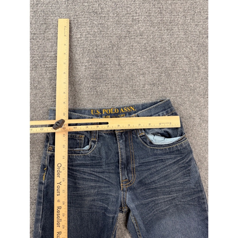 US Polo Assn Kids Boys Size 12 Slim Straight Jeans Blue Denim Embroidered Vtg - Picture 6 of 12